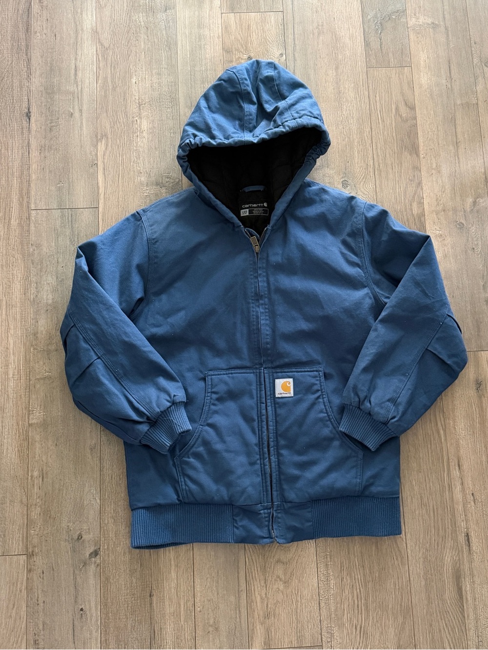 Carhartt Boys' Blue Hooded Canvas Jacket Size Large (14/16)